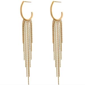 Gold Hoop Chain Dangle Earrings Gold Plated | NWOT